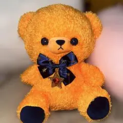 オレンジ色の星のクマぬいぐるみ