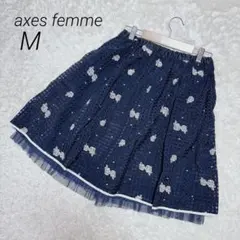 【axes femme】アクシーズファム スカート チェック バラ 刺繍 M