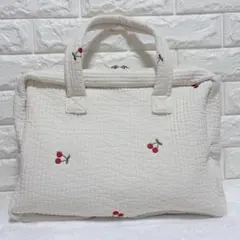 新品⭐︎ヌビPCバッグ　大　イブル　さくらんぼ　ダブルファスナー　トート　韓国産