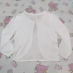 ホワイト 六分袖 カーディガン Mサイズ