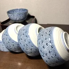 未使用品 有田焼 昭峰窯 微塵唐草 松竹梅 小丼麺鉢 盆付き 5客セットのサムネイル