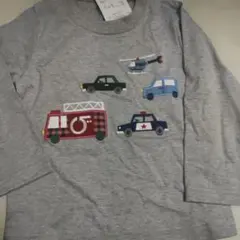 グレー Tシャツ 100cm 車とヘリコプター刺繍のサムネイル