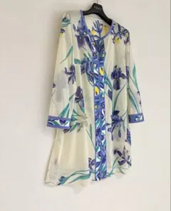 LEONARD レオナール 花柄プリント ノーカラー カーディガン M LEONARD レオナール 花柄プリント ノーカラー カーディガン M