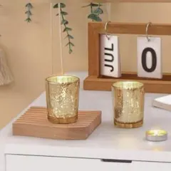 ゴールドキャンドルホルダー+LEDライトセット　各6個　結婚式ウェルカムスペース