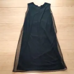 Mサイズ 美品 ロング ワンピース チュール シースルー ノースリーブ 黒