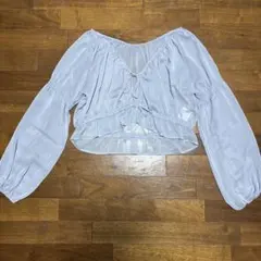 GRL 楊柳シフォンリボンボレロ[dk1191]⟡ブルーグレー F