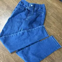 GU 青 デニムパンツ ウエストゴム