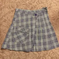 紫チェック プリーツスカート
