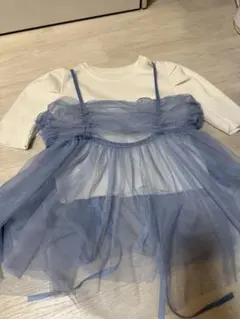 Wcloset ホワイトリブトップスとチュールビスチェのサムネイル