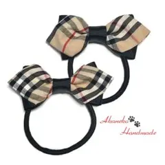 チェック リボン ヘアゴム 2点セット タータンチェック