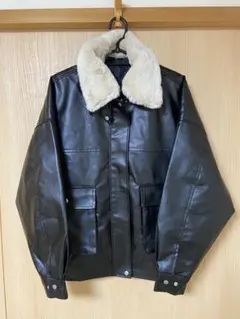 moment + ブラックレザージャケット Sサイズ