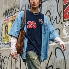リメイク 再構築ドッキングTシャツ デニム変形 XL相当