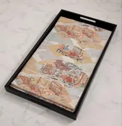 六通袋帯 扇面に御所解 古典柄 和柄 刺繍 豪華 金銀花柄のサムネイル