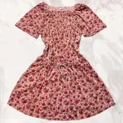 レストローズ♡姫ロリ♡バラ柄ミニワンピース　ベロア　リボン花柄　lizlisa系