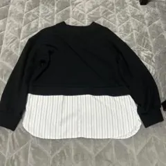 クロップドスタイル ブラック ホワイト シャツ M