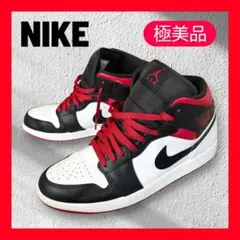極美品✨ナイキ エアジョーダン1 MID 白赤黒29.5㎝ 人気 定番スニーカー