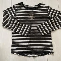 長袖カットソー 130 黒白ストライプ