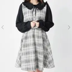 Ank Rougeアンクルージュ ツイードドッキングワンピース ブラック M