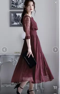 ダークパープル レースパーティードレス