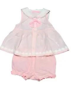 【美品】メゾピアノ　セットアップ　70　セーラー ストライプ リボン 花