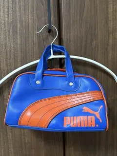PUMA 青オレンジ ロゴ ハンドバッグ　ボストンバッグ