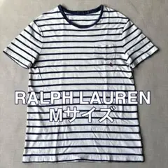 RALPH LAUREN 白青ボーダーTシャツ アンカー刺繍 Mサイズ