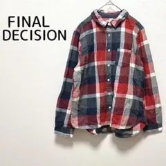 ファイナルディシジョン チェックシャツ L 赤×紺 綿 長袖 カジュアル　春秋