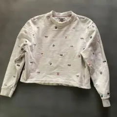 TOMMY JEANS 刺繍ロゴ Uネック トレーナー M 白