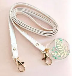 ハンドメイド スマホショルダーストラップ 白 花 春 ナチュラル 斜め掛け