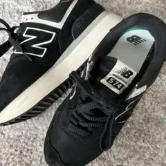 New Balance 574 ブラック スニーカー厚底25