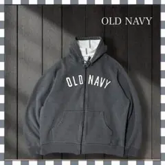 5716/オールドネイビー ブランド刺繍ロゴ パーカーフルジップ 2XL
