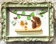 『ワンちゃんはお散歩が大好き』シーグラスアート