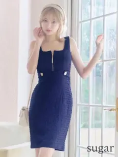 ネイビー タイトドレス ジッパー付き