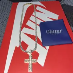 Glitter Baguette Diamond Cross Necklace