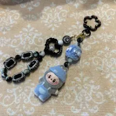 水色グレーセーターラブブキーホルダー　No.335