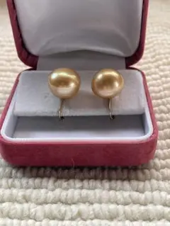 南洋真珠 ゴールデンパール 大粒約1.5mm 18k イヤリング