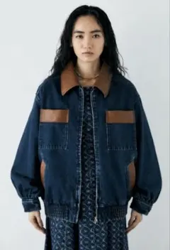 本日のみ値下げ❗️ 新品 E/LEATHER COLLAR DENIM ジャケット