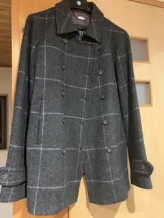 ROPE ロペ　グレー系　チェック ダブルブレストコート　アウター　7号　匿名