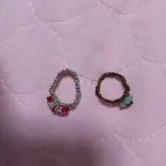 ハンドメイド ビーズリング 2個セット