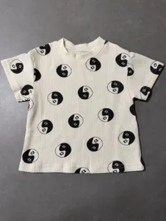 【semon apartment】陰陽柄 ワッフルTシャツ 90⑦