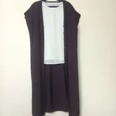 ロペピクニック☆前開きロングベスト☆紫　ニット　ROPE PICNIC