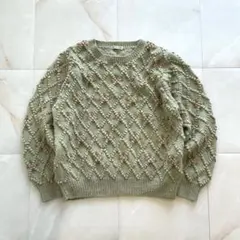 90’s vintage ウール 花柄刺繍 立体編みニット 3Dニット 森ガール