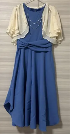 アクシーズファム ブルー ノースリーブドレス　M バッグ　パンプス　ボレロ　一式