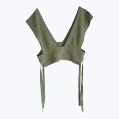 ローリーズファーム オリーブグリーン Vネック サイドリボン ニット ベスト