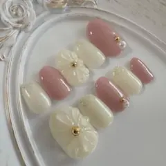 【オーダー専用】ぷっくりフラワーネイル　入学式ネイル　春ネイル