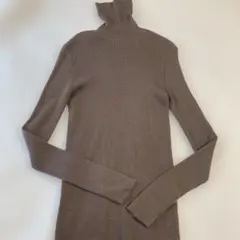 メリノリブタートルネックセーター　ブラウン　L