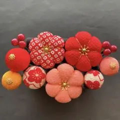 1001七五三髪飾り　和玉髪飾り　ちりめん玉髪飾り　つまみ細工　和玉　和風髪飾り