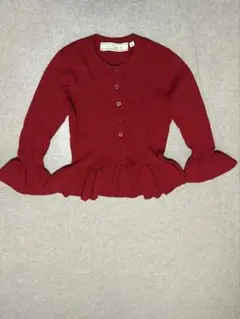 GU rokh リブフリルカーディガン S レッド