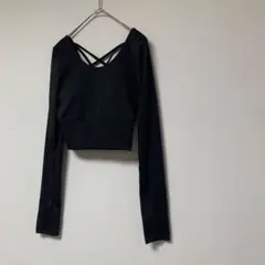バックダブルクロス カップ付き長袖ヨガトップス フィットネスウェア　ピラティス