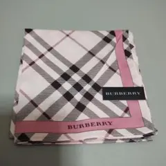 BURBERRY 淡いピンク系チェック柄 大判ハンカチ